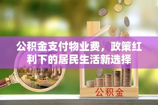 莱城公积金支付物业费，政策红利下的居民生活新选择