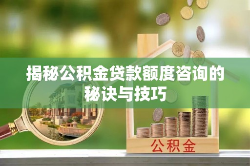 莱城揭秘公积金贷款额度咨询的秘诀与技巧